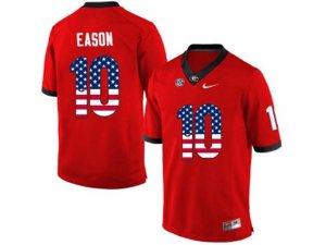 2016 US Flag Fashion-Men\'s Georgia Bulldogs Jacob Eason #10 College Football Limited Jerseys - Red