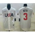 USA Baseball #3 Mookie Betts Number 2023 White World Baseball Classic Replica Stitched Jersey