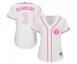 Women\'s Texas Rangers #3 Delino DeShields Replica White Fashion Cool Base Baseball Jersey