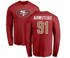 San Francisco 49ers #91 Arik Armstead Red Name & Number Logo Long Sleeve T-Shirt