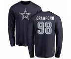 Dallas Cowboys #98 Tyrone Crawford Navy Blue Name & Number Logo Long Sleeve T-Shirt