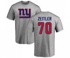 New York Giants #70 Kevin Zeitler Ash Name & Number Logo T-Shirt