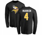 Minnesota Vikings #4 Sean Mannion Black Name & Number Logo Long Sleeve T-Shirt