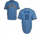 Milwaukee Brewers #8 Ryan Braun Authentic Light Blue Cooperstown Baseball Jersey