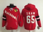 Women Chicago Blackhawks #65 Andrew Shaw Red Pullover Hoodie