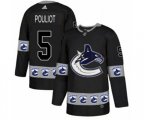 Vancouver Canucks #5 Derrick Pouliot Authentic Black Team Logo Fashion NHL Jersey