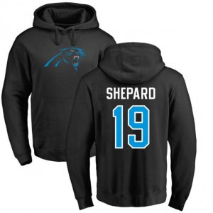 Carolina Panthers #19 Russell Shepard Black Name & Number Logo Pullover Hoodie