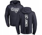 Los Angeles Rams #75 Deacon Jones Navy Blue Backer Pullover Hoodie