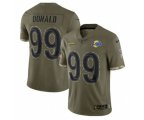 Los Angeles Rams #99 Aaron Donald 2022 Olive Salute To Service Limited Stitched Jersey