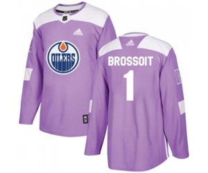 Edmonton Oilers #1 Laurent Brossoit Authentic Purple Fights Cancer Practice NHL Jersey