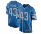 Detroit Lions #43 Will Harris Game Blue Team Color Football Jersey