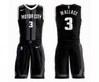 Detroit Pistons #3 Ben Wallace Authentic Black Basketball Suit Jersey - City Edition