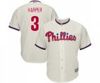 Philadelphia Phillies #3 Bryce Harper Replica Cream Alternate Cool Base Baseball Jersey