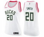 Women's Milwaukee Bucks #20 Jason Smith Swingman White Pink Fashion Basketball Jersey