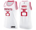 Women's Houston Rockets #25 Robert Horry Swingman White Pink Fashion Basketball Jersey