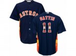 Houston Astros #11 Evan Gattis Authentic Navy Blue Team Logo Fashion Cool Base MLB Jersey
