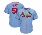 St. Louis Cardinals #51 Willie McGee Replica Light Blue Alternate Cool Base Baseball Jersey