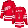 Detroit Red Wings #1 Terry Sawchuk Authentic Red Drift Fashion NHL Jersey