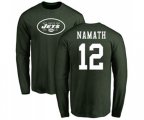 New York Jets #12 Joe Namath Green Name & Number Logo Long Sleeve T-Shirt