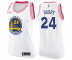 Women's Golden State Warriors #24 Rick Barry Swingman White Pink Fashion Basketball Jersey