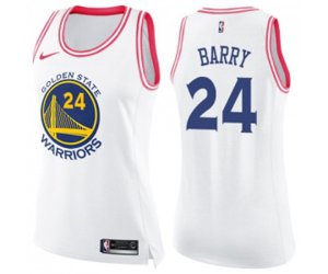 Women\'s Golden State Warriors #24 Rick Barry Swingman White Pink Fashion Basketball Jersey
