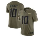 Los Angeles Chargers #10 Justin Herbert 2022 Olive Salute To Service Limited Stitched Jersey