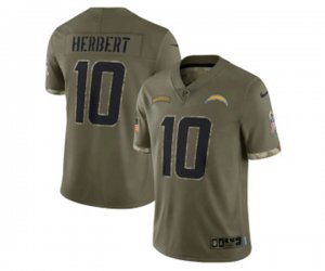 Los Angeles Chargers #10 Justin Herbert 2022 Olive Salute To Service Limited Stitched Jersey