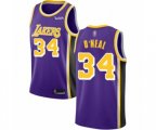 Los Angeles Lakers #34 Shaquille O'Neal Authentic Purple Basketball Jerseys - Icon Edition