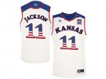 2016 US Flag Fashion 2016 Men's Kansas Jayhawks Josh Jackson #11 College Basketball Authentic Jersey - White