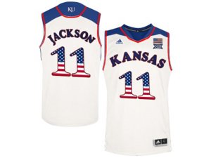 2016 US Flag Fashion 2016 Men\'s Kansas Jayhawks Josh Jackson #11 College Basketball Authentic Jersey - White