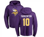 Minnesota Vikings #10 Fran Tarkenton Purple Name & Number Logo Pullover Hoodie