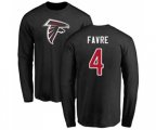Atlanta Falcons #4 Brett Favre Black Name & Number Logo Long Sleeve T-Shirt