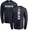 New England Patriots #38 Brandon Bolden Navy Blue Backer Long Sleeve T-Shirt