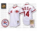Cincinnati Reds #14 Pete Rose Replica White Throwback Baseball Jersey