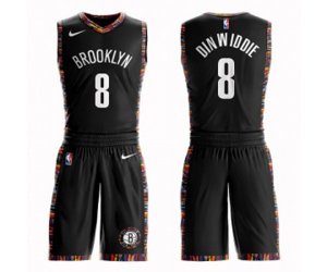 Brooklyn Nets #8 Spencer Dinwiddie Authentic Black Basketball Suit Jersey - City Edition