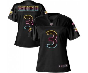 Women Baltimore Ravens #3 Robert Griffin III Game Black Fashion Football Jersey