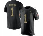 Carolina Panthers #1 Cam Newton Black Camo Salute to Service T-Shirt