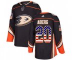 Anaheim Ducks #20 Pontus Aberg Black Home USA Flag Stitched Hockey Jersey