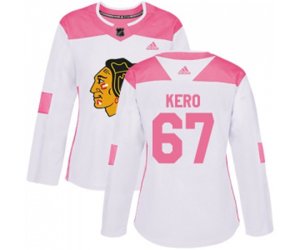Women\'s Chicago Blackhawks #67 Tanner Kero Authentic White Pink Fashion NHL Jersey