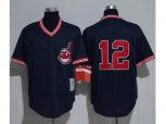 Cleveland Indians #12 Francisco Lindor Navy Blue Throwback Stitched MLB Jersey