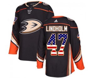 Anaheim Ducks #47 Hampus Lindholm Authentic Black USA Flag Fashion Hockey Jersey