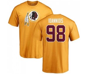 Washington Redskins #98 Matt Ioannidis Gold Name & Number Logo T-Shirt