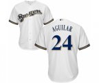 Milwaukee Brewers #24 Jesus Aguilar Replica White Alternate Cool Base Baseball Jersey