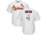 St. Louis Cardinals #4 Yadier Molina Authentic White Team Logo Fashion Cool Base MLB Jersey