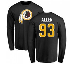 Washington Redskins #93 Jonathan Allen Black Name & Number Logo Long Sleeve T-Shirt