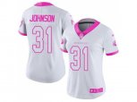 Women Arizona Cardinals #31 David Johnson White Pink Stitched NFL Limited Rush Fashion Jersey
