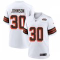 Cleveland Browns #30 D'Ernest Johnson Nike 2021 White Retro 1946 75th Anniversary Jersey
