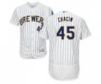 Milwaukee Brewers #45 Jhoulys Chacin White Alternate Flex Base Authentic Collection Baseball Jersey