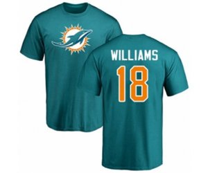Miami Dolphins #18 Preston Williams Aqua Green Name & Number Logo T-Shirt