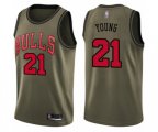 Chicago Bulls #21 Thaddeus Young Swingman Green Salute to Service Basketball Jersey